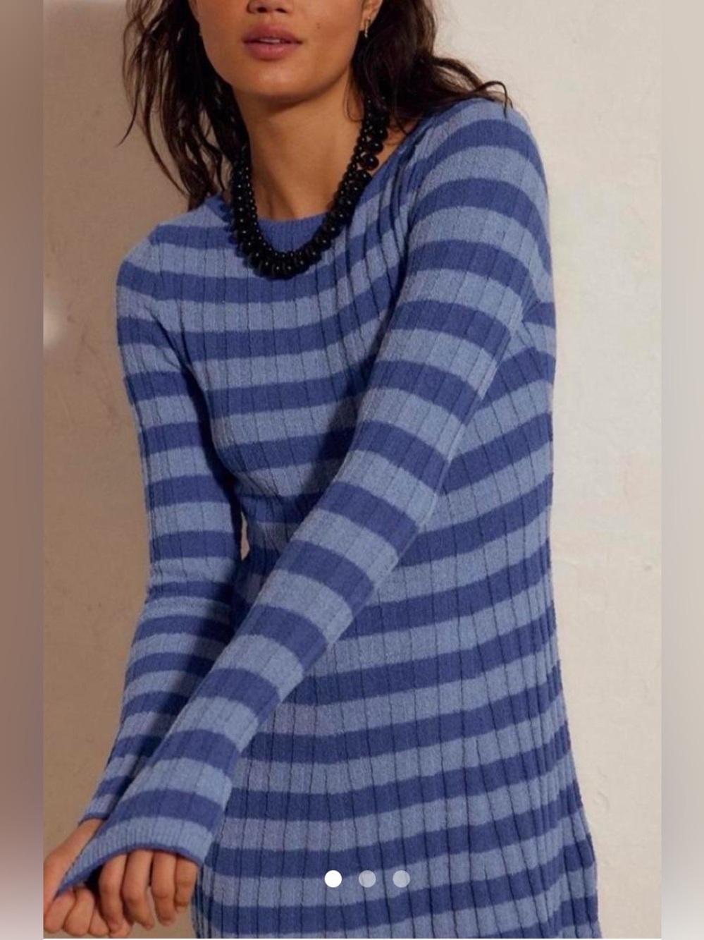 Free People Blue Striped Long Sleeve Knit Dress